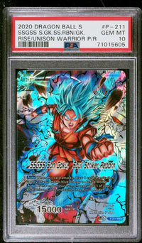 2020 DRAGON BALL SUPER CARD GAME UNISON WARRIOR SERIES PRE-RELEASE PACK VOL.1 #P-211 SSGSS GOKU PSA 10
