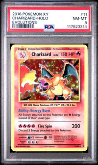 2016 POKEMON XY EVOLUTIONS #11 CHARIZARD-HOLO EVOLUTIONS PSA 8